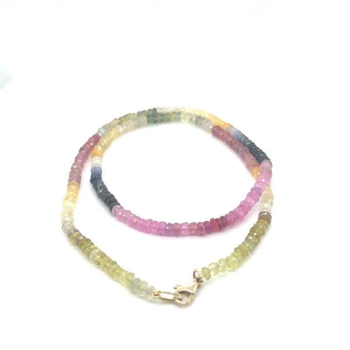 14 kt Geelgouden Collier met Multicolor Saffieren – 42 cm