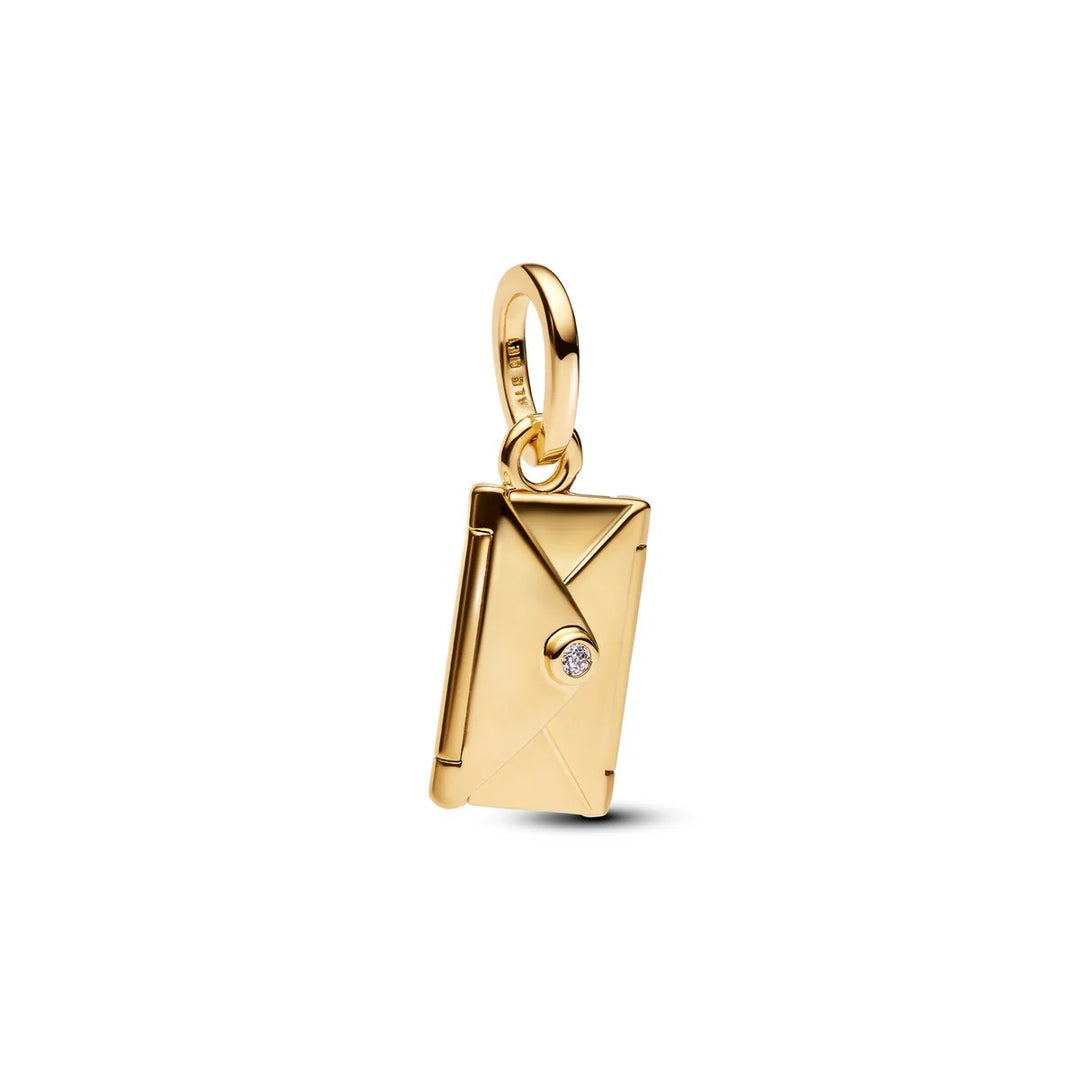 Pandora Graveerbare Envelop Hangende Bedel 764421C01 Verguld met Zirkonia