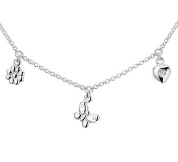 zilveren collier 3 hangers