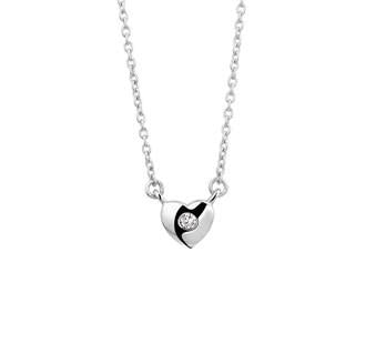 Zilveren Collier met hanger 40cm zirkonia hart