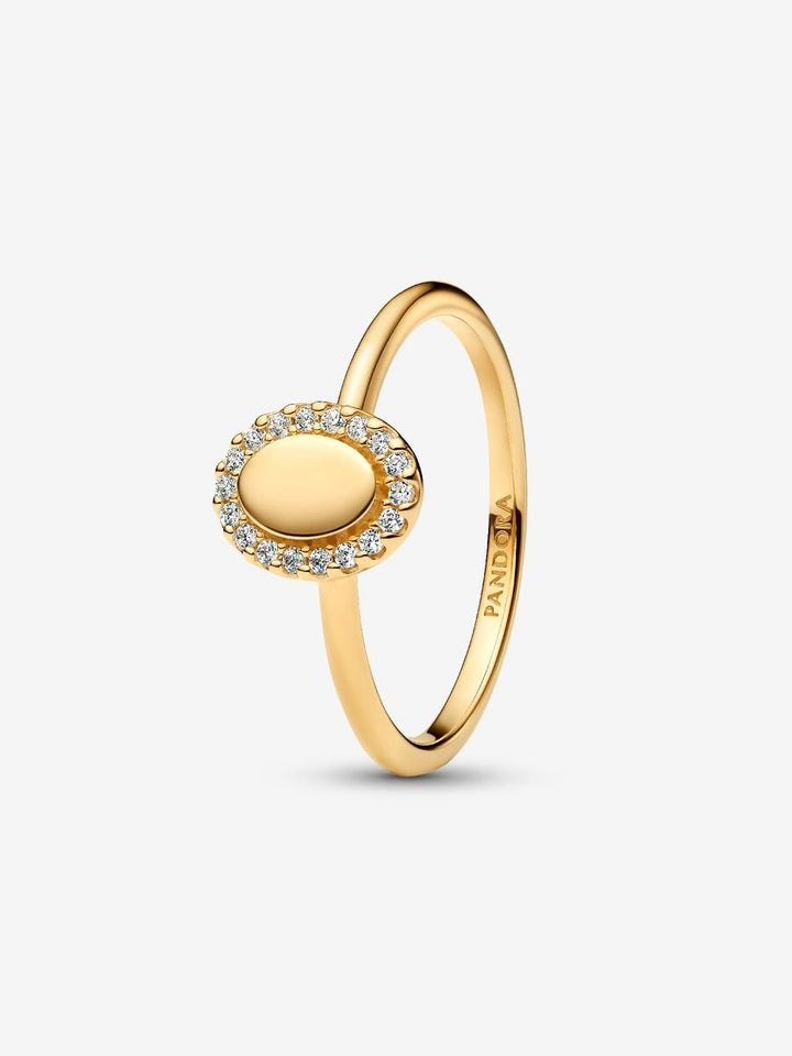 Pandora Graveerbare Ovale Halo Ring met Zirkonia - 163800C01