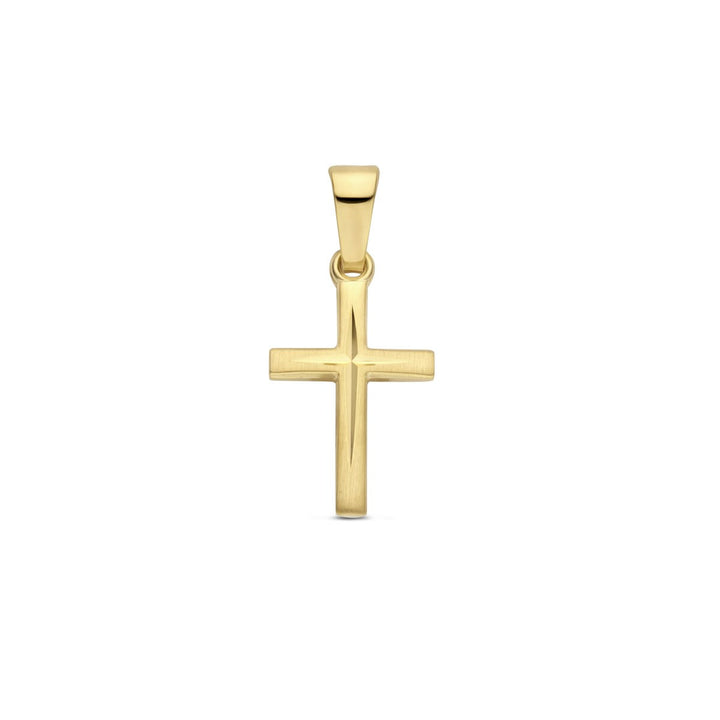14 kt gouden kruis hanger met V-oog