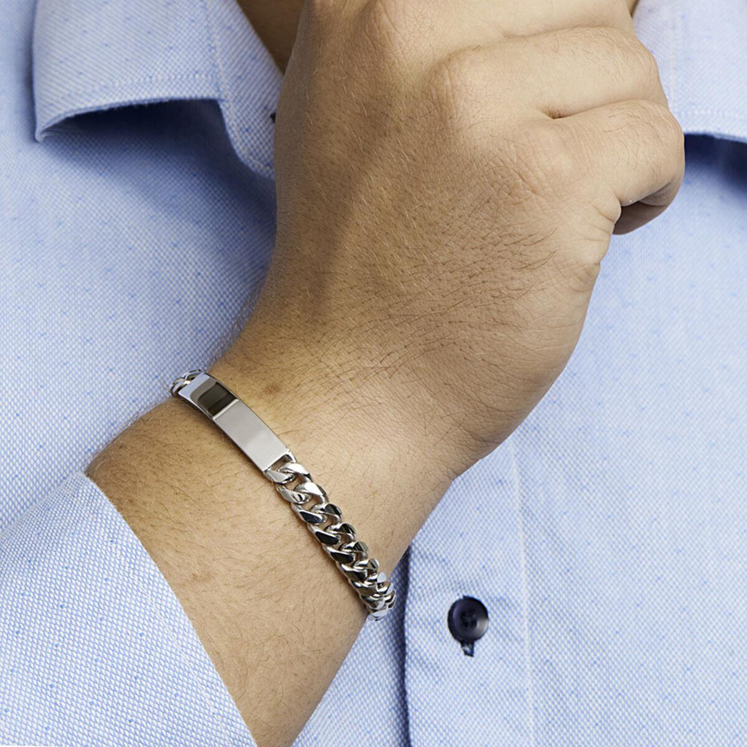 graveerarmband gourmette 6-zijdes geslepen plaat 8,5 mm 21 cm