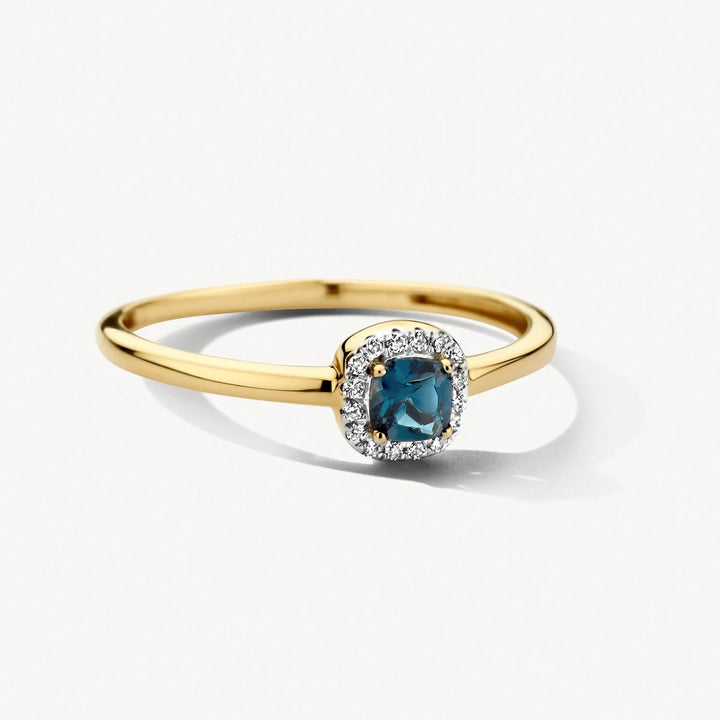 14k Geel en Wit Goud met diamant & london blue top