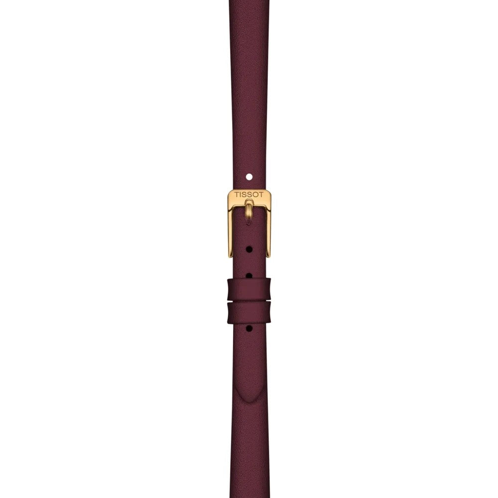 Tissot Lovely T140.009.36.371.00 goud bordeaux dameshorloge 20mm
