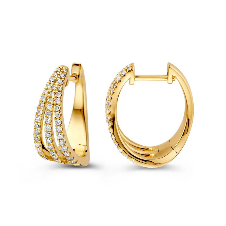 14 Karaat Geelgouden Oorringen met Briljant 0.48 crt – Driebanig Design OG118092