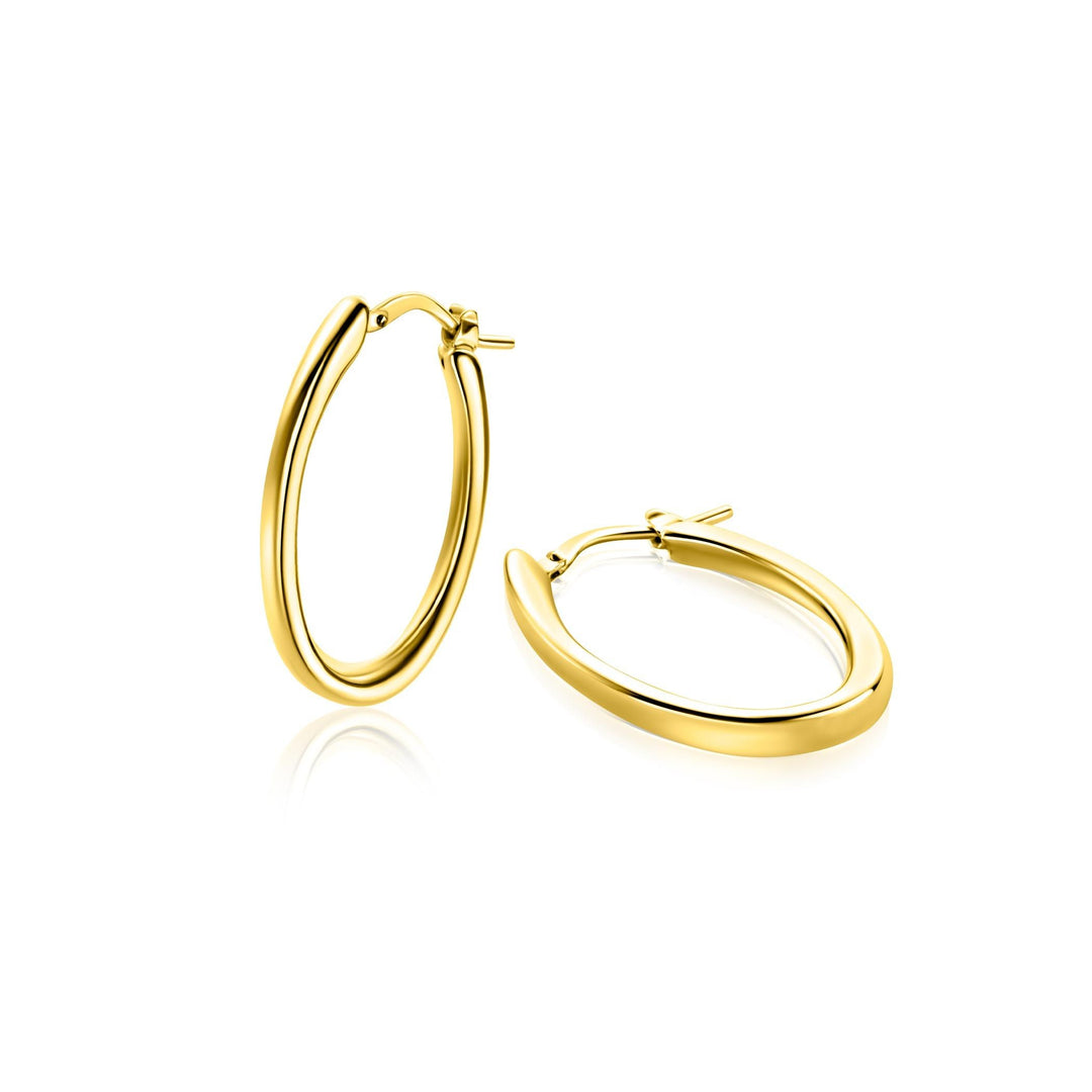 ZINZI gold plated zilveren oorringen met organisch gevormde buis 3mm breed en handige bovensluiting ZIO2700G