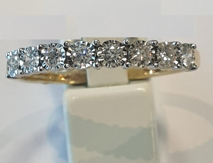 14 kt geel memoire ring ilusiezetting 0.24crt H/Si