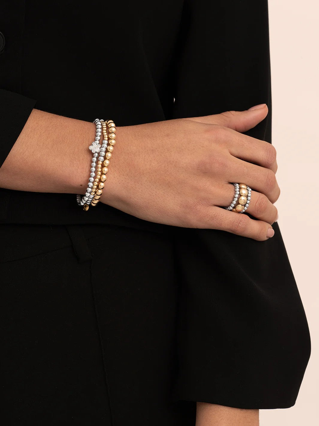 Rose Quartz Saturn small - Gold 4mm SBG-GEM13-ADD