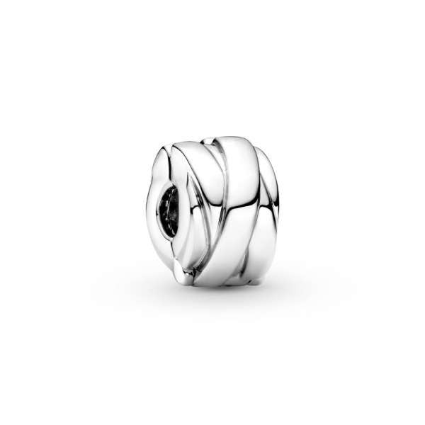 Pandora Moments 799502C00 zilveren clip spacer met lintenpatroon 799502C00