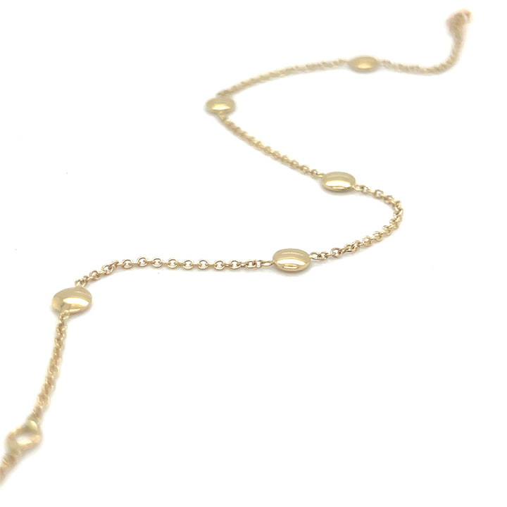 14 kt armband met 5 ronde schoteltjes 5mm & 19cm