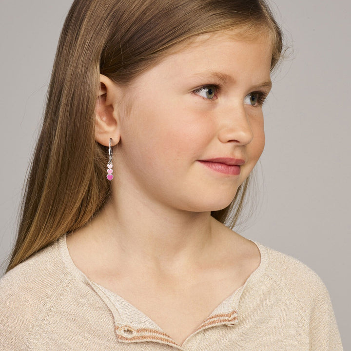 Zilveren Oorhangers Hartjes met Emaille