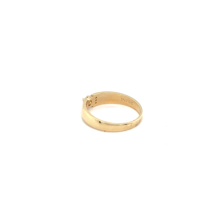 14 kt ring geelgouden ring solitair met pave zij diamanten  0.17 Tw-Vsi fantasie