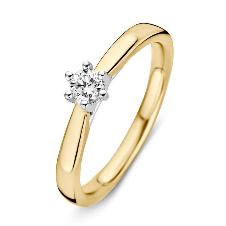 14 Karaat Bicolor Gouden Diamanten Ring 0,19 ct