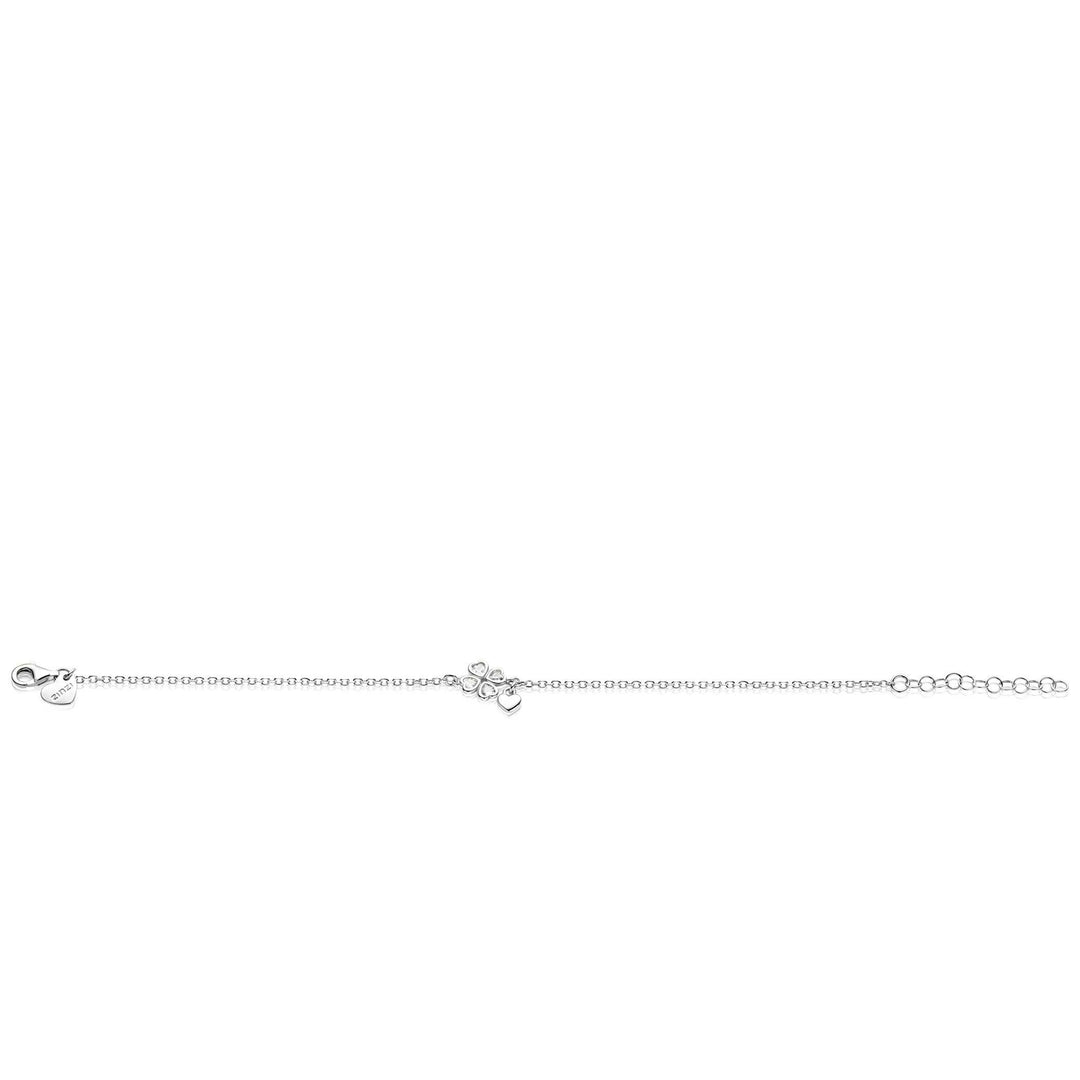 ZINZI zilveren schakelarmband met klavertje vier & hartje – ZIA2783