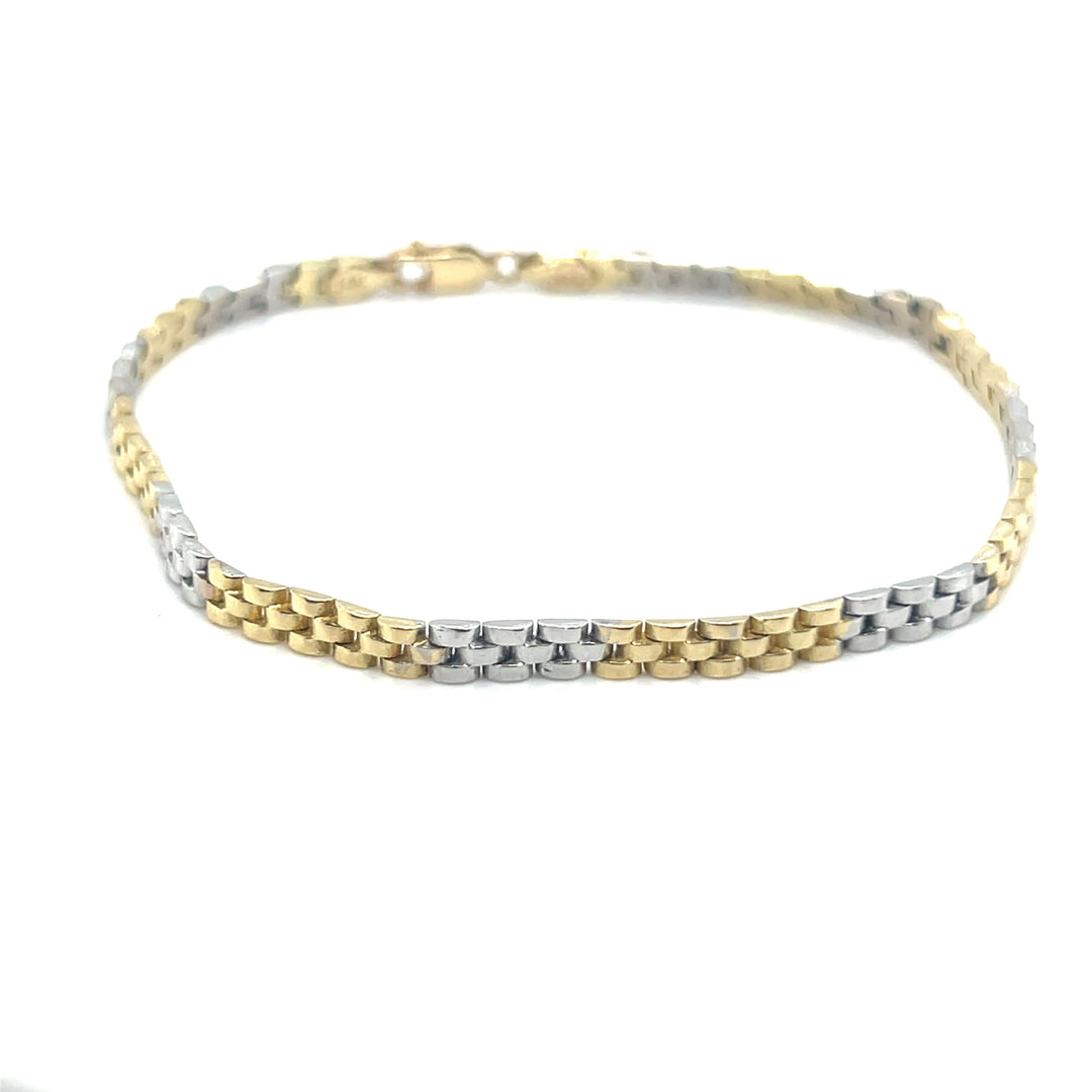 14 Karaat Bicolor Gouden Armband – Jubilee Schakel met Karabijnslot 20 cm x 3,8 mm
