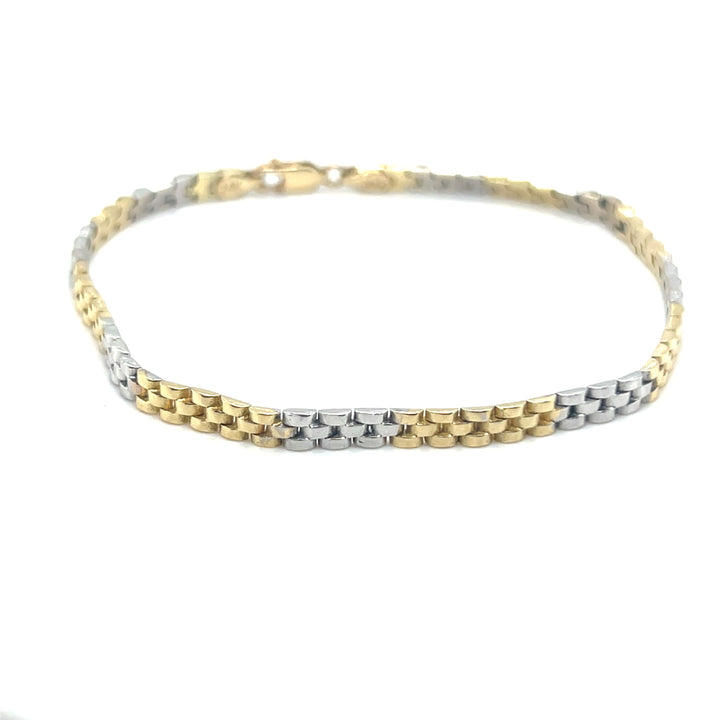 14 Karaat Bicolor Gouden Armband – Jubilee Schakel met Karabijnslot 20 cm x 3,8 mm