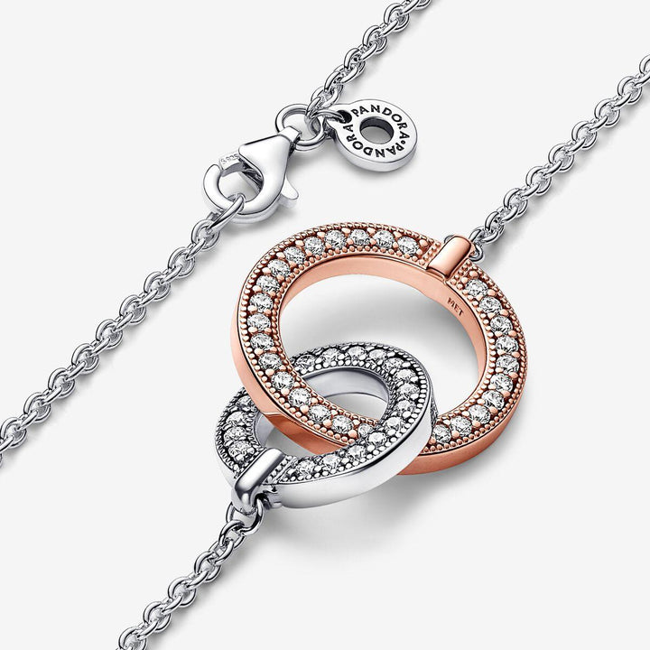 Pandora Signature tweekleurige ketting verstrengelde cirkels 382778C01-45