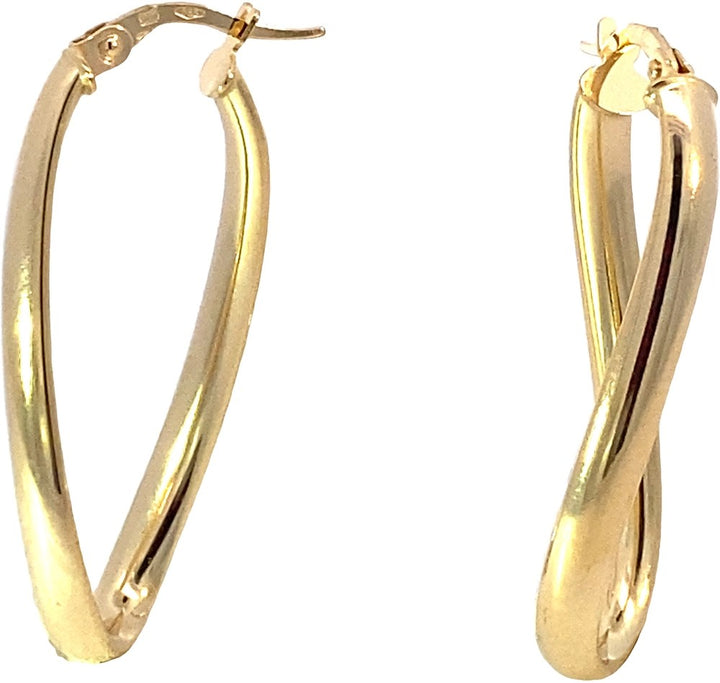 Monzario Dames Oorhangers – 14 Karaat Geelgoud Glanzend Ø14.5mm 1416-O GEEL