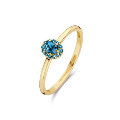 Ring 1226YLB - 14k Geelgoud met Blauwe Topas