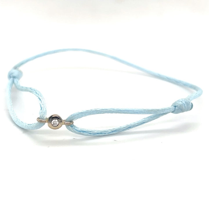 14 kt witgouden diamant 0.05ct satijn koord