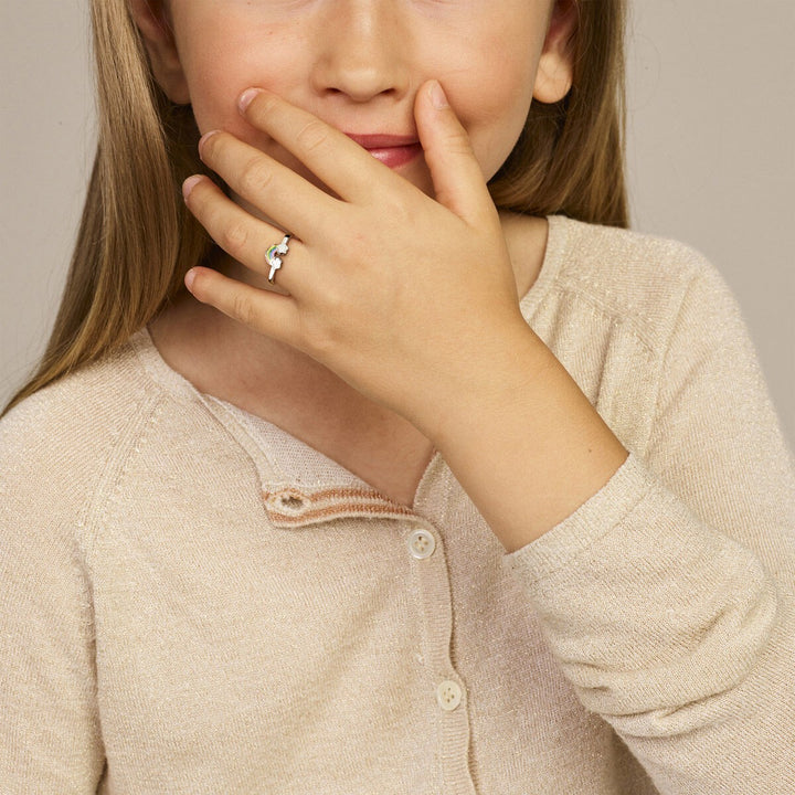 Kinder Ring met Emaille Regenboog van Gerhodineerd Zilver