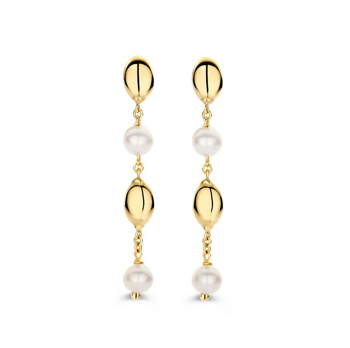 14 kt oorstekers geelgoud parel OW137890