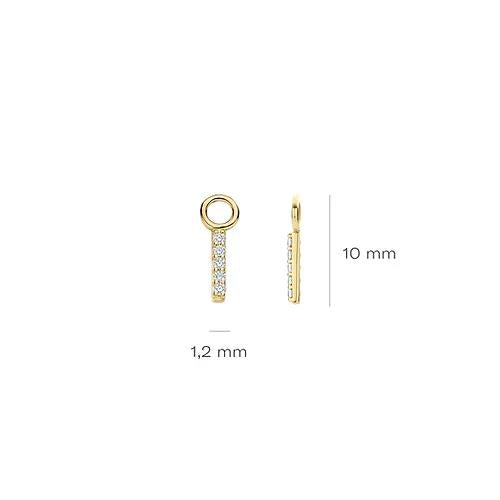 9094YZI Blush geelgouden oorbedels recht staafje met zirconia