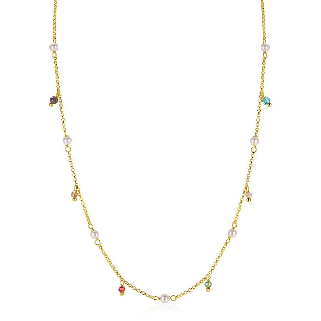 ZINZI gold plated zilveren ketting Parels en beads ZIC2705G