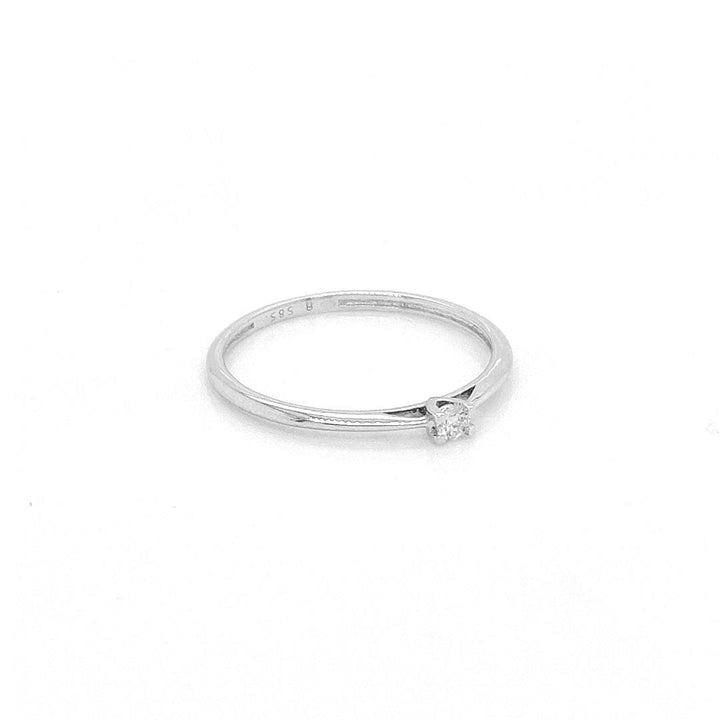 14 kt witgouden solitairring met Diamant 0,05 karaat WRE1349