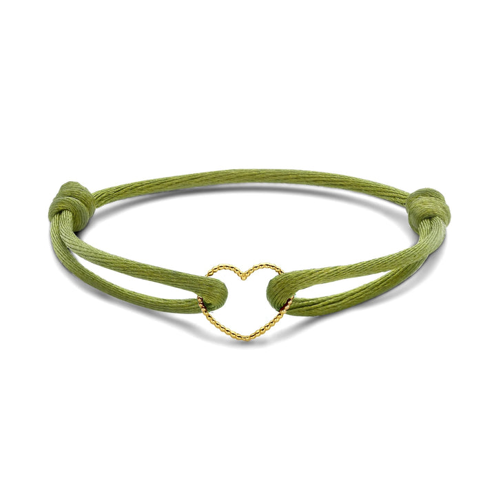 14 Karaat Gouden Small Hart Armband – Satijn Koord
