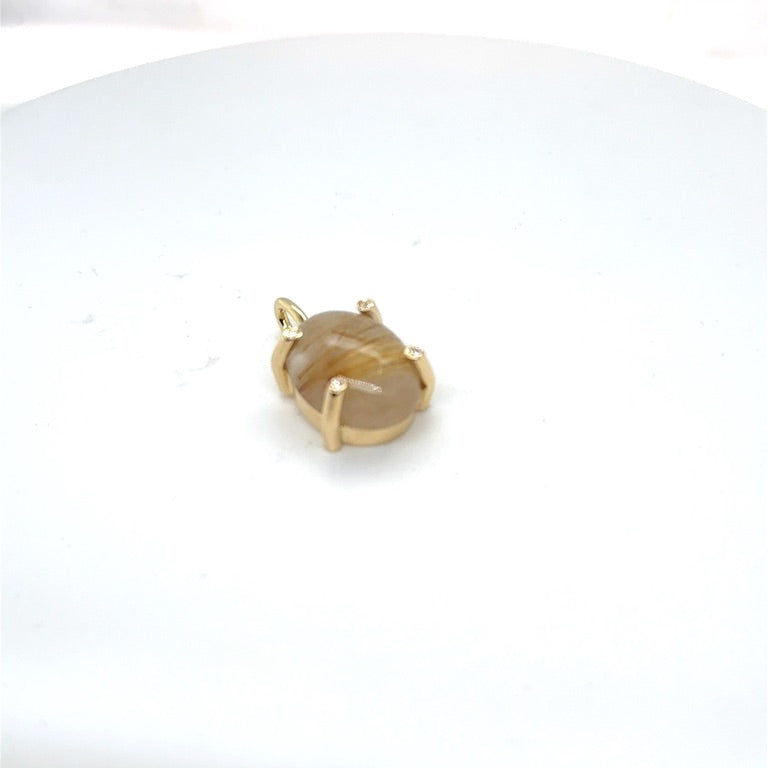 14 karaats hanger Rutielkwarts gouden lijnen diamant  0.045 ct Diamant Vsi Tw