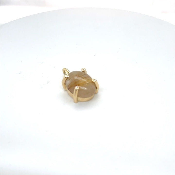 14 karaats hanger Rutielkwarts gouden lijnen diamant  0.045 ct Diamant Vsi Tw
