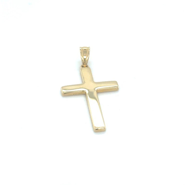 14 karaat geelgouden kruis hanger met zirkonia – 27 mm