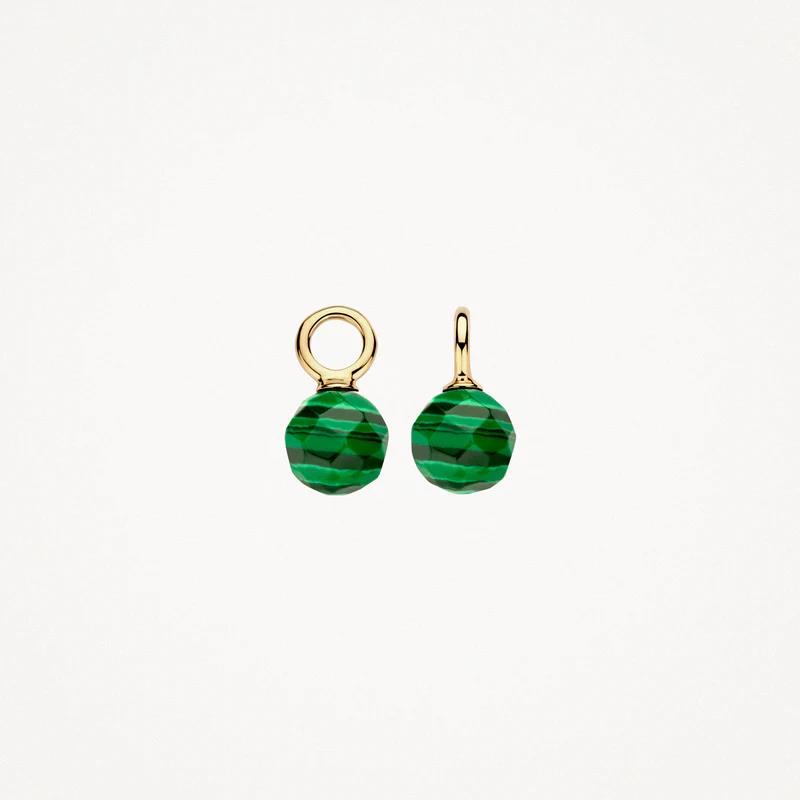 Oorbedels 9046YMA 14k Geelgoud met Malachiet