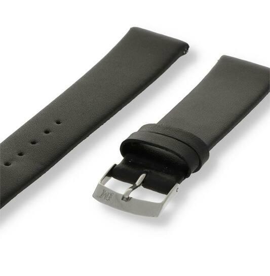 Morrelato horlogeband leer glad zwart 12 mm