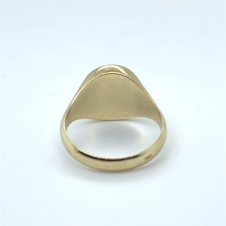 14 kt Geelgouden Zegelring met Blauwe Lagensteen – Ovaal 10 × 11 mm