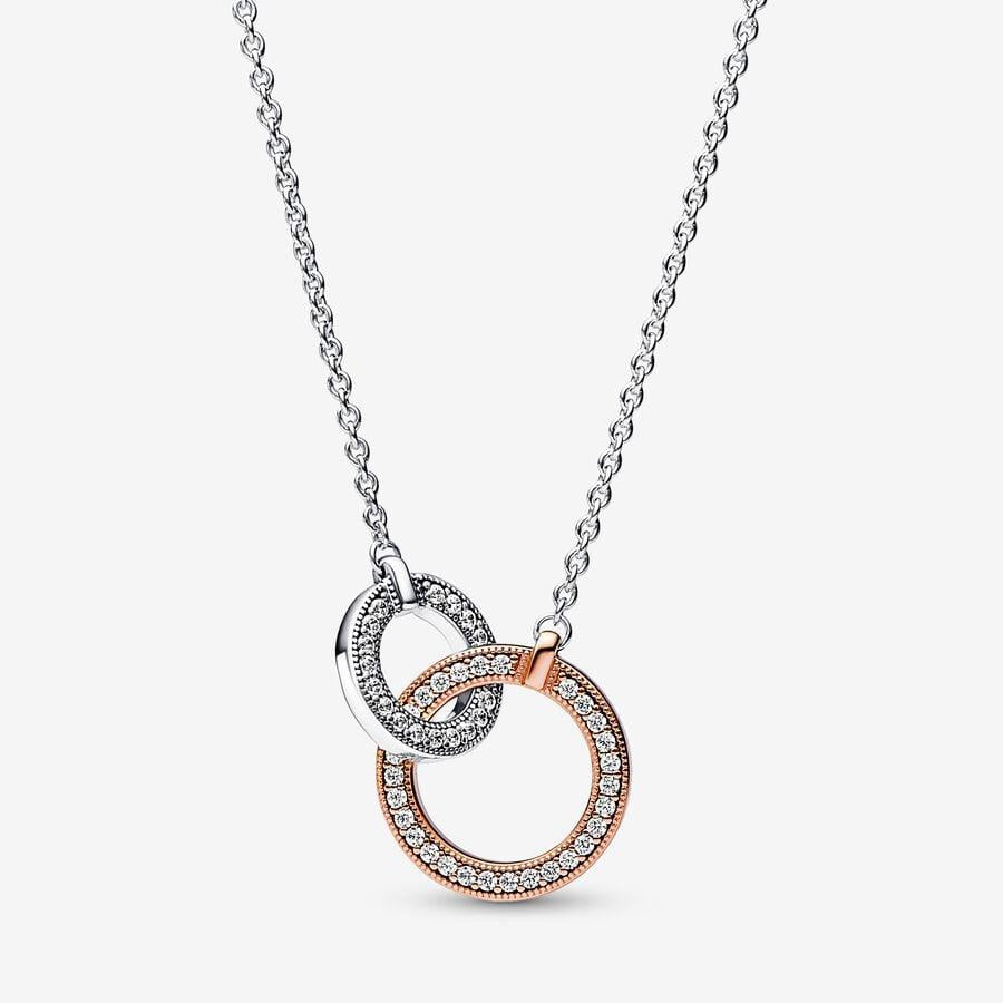 Pandora Signature tweekleurige ketting verstrengelde cirkels 382778C01-45