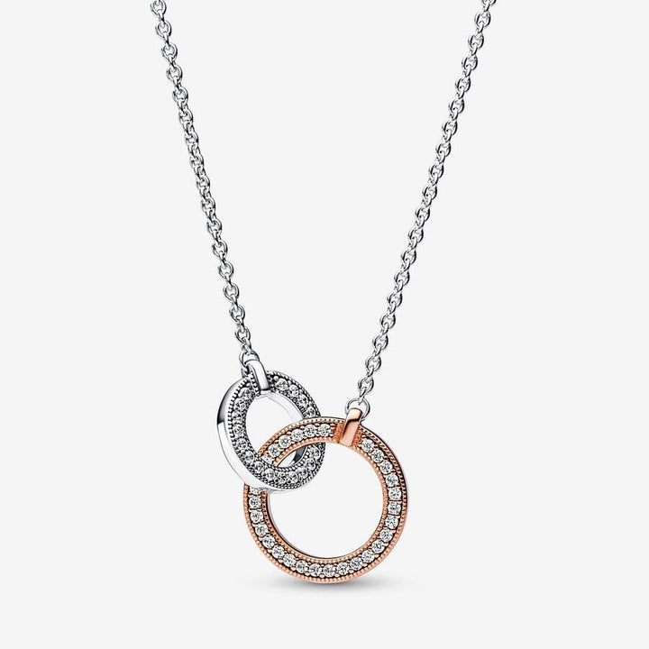 Pandora Signature tweekleurige ketting verstrengelde cirkels 382778C01-45