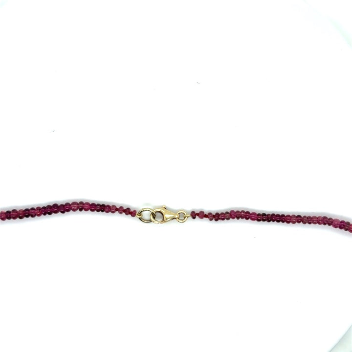 Roze rhodolite collier 14 kt karabijnslot 45cm