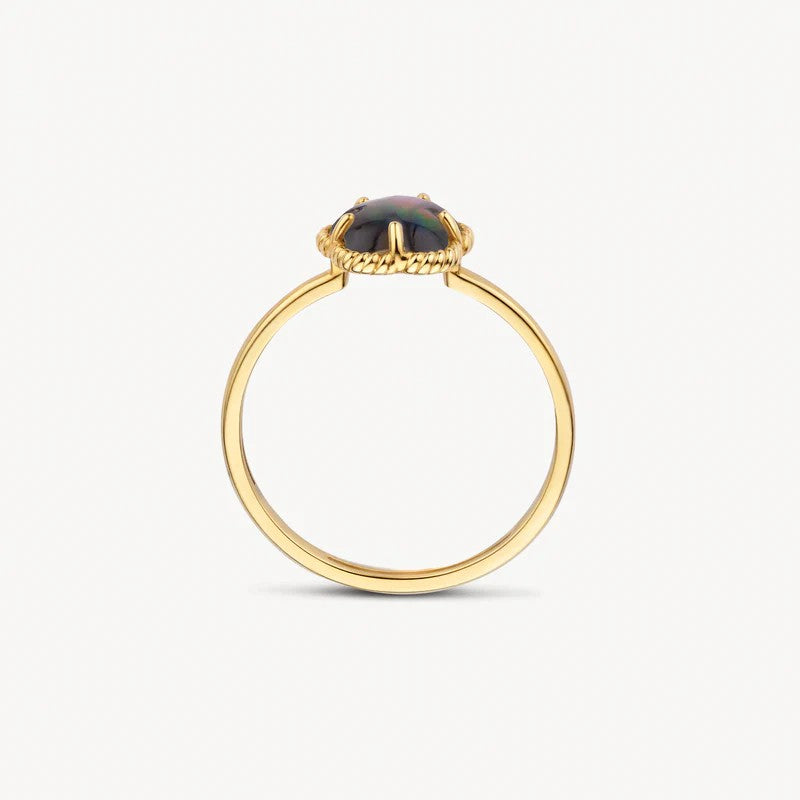 Blush 14k Geelgouden Ring met Zwarte Parelmoer Bloem  1280YBQ/54