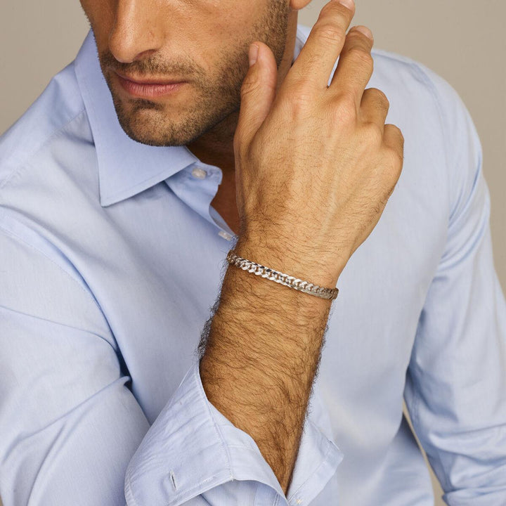 armband gourmette 6,6 mm 21 cm 6-zijdes geslepen