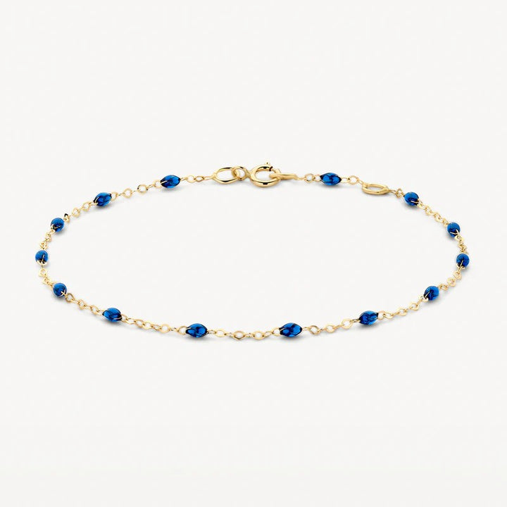 14k Geelgouden Schakelarmband met Blauwe Resin – 2264YRB