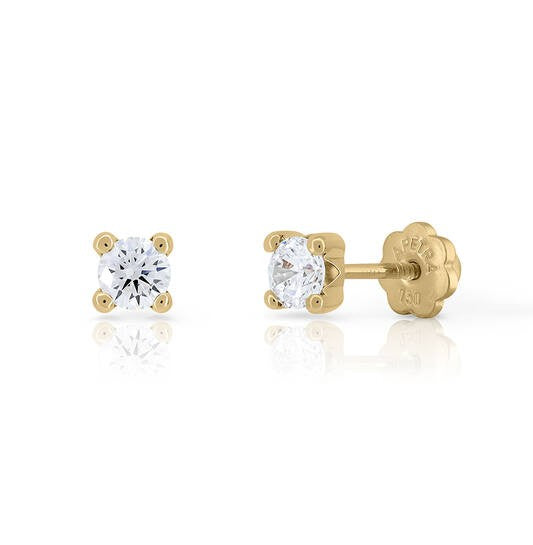 La Petra 9 Karaat Gouden Kinder Oorstekers met Witte Zirkonia 4 mm