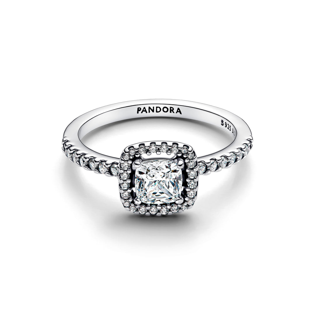 Pandora Sparkling Square Halo Ring 193555C02