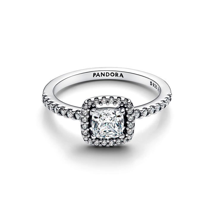 Pandora sparkling Square Halo Ring 193555C02