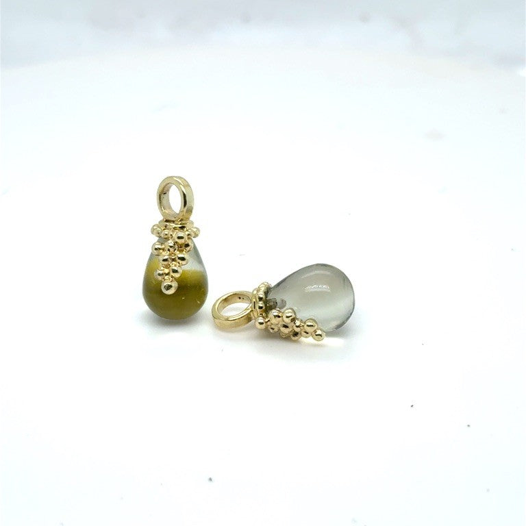 14 kt oorhangers druif Groene Amethist