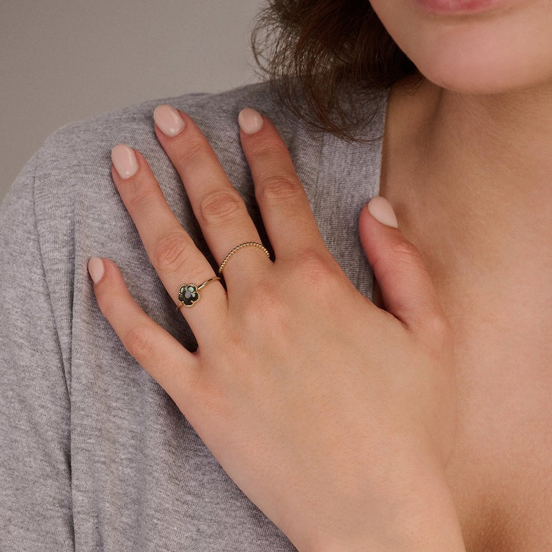 Blush 14k Geelgouden Ring met Zwarte Parelmoer Bloem  1280YBQ/54