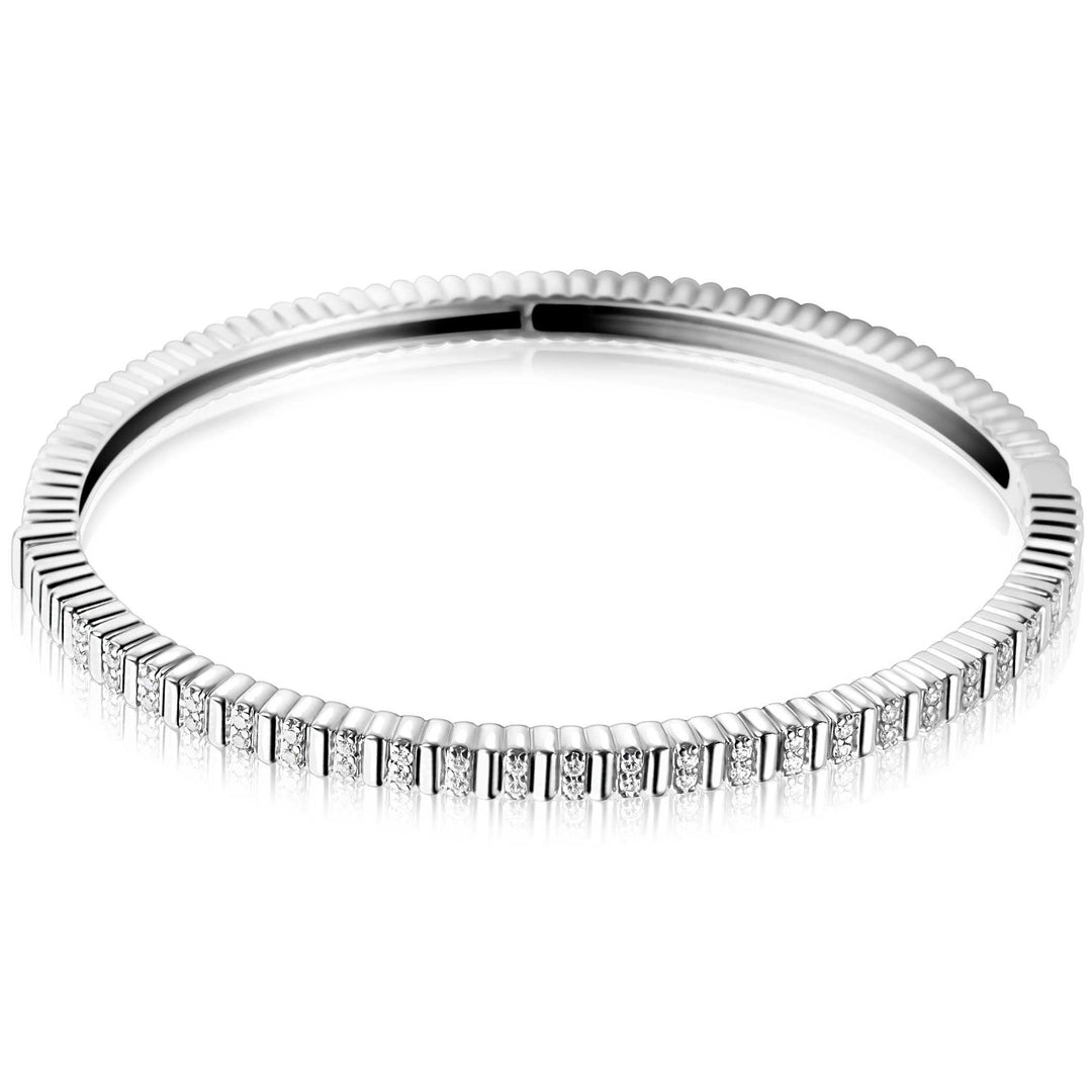 ZINZI zilveren bangle armband 4mm breed, bezet met witte zirkonia&