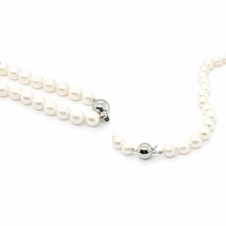 zoetwater parelcollier zilveren bolsluiting 6,5 mm